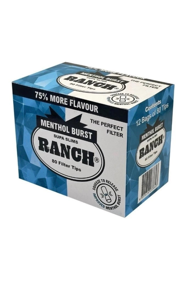 One Full Pack, 12 Bags Ranch Menthol Burst Filters