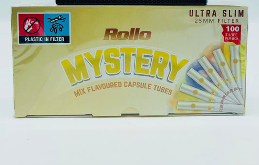 100 X Rollo Ultra Slim Pop 25mm Filter Tubes Capsule. 5 Mixed Flavours