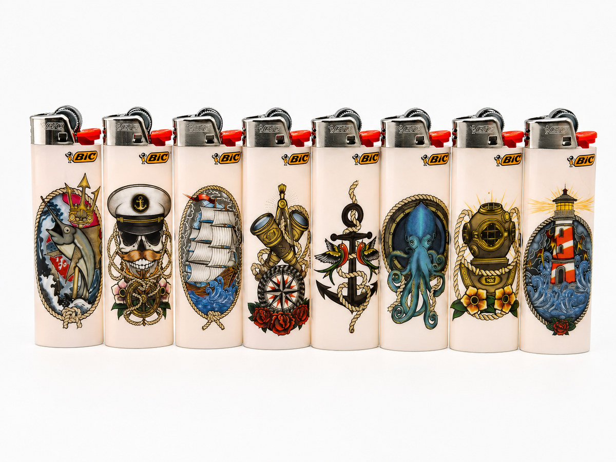 1 X Large Bic Lighter. Colours and designs selected randomly