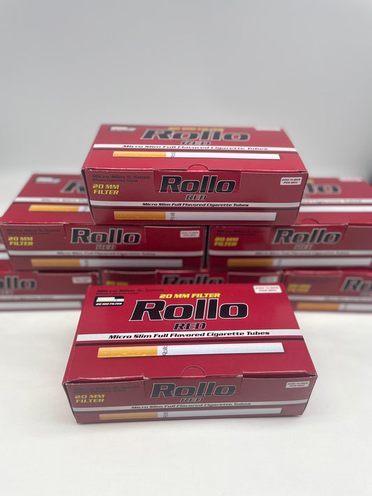 200 X Rollo 5.5mm Micro Slim Red 20mm Empty Filter Tubes. One Pack