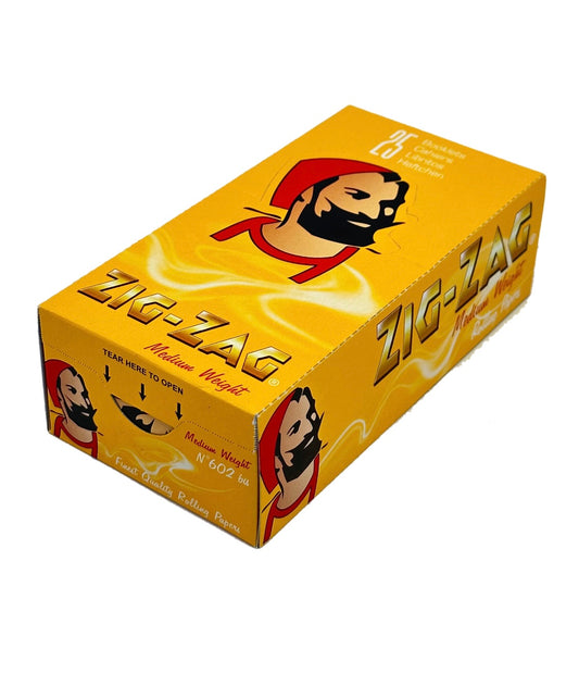 25 X Double ZIG ZAG Papers REGULAR SIZE Yellow Double. One  Full Pack