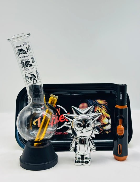 Gift Set  Water Pourer, Jet Lighter, Rolling Tray and Grinder.